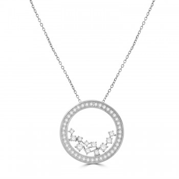 9ct White Gold Scatterset Diamond Circle pendant chain