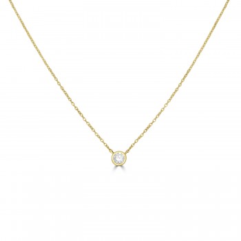 9ct Gold Solitaire .20ct Diamond Rubover pendant chain