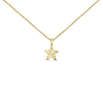 9ct Gold Diamond Flower Pendant