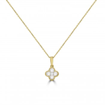 9ct Gold Diamond Clover pendant chain