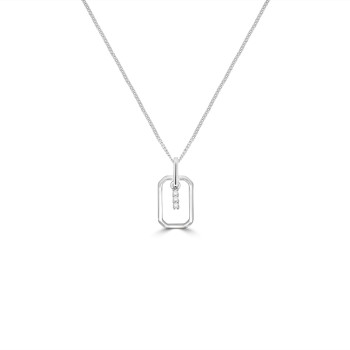 9ct White Gold Diamond Frame pendant chain