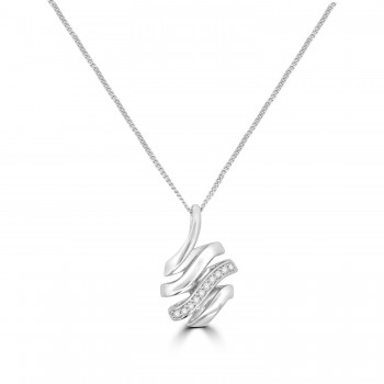9ct White Gold Diamond Pear Swirl pendant chain