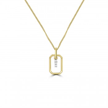 9ct Gold Diamond Frame Pendant chain
