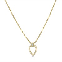 9ct Gold Diamond Open Pear pendant chain