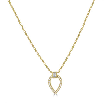 9ct Gold Diamond Open Pear pendant chain