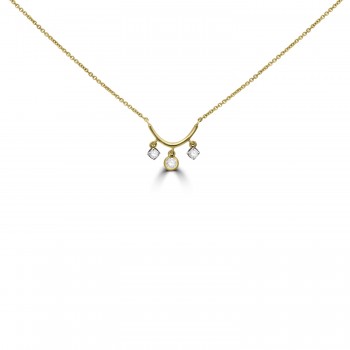 9ct Gold Diamond Trilogy Dropper pendant chain