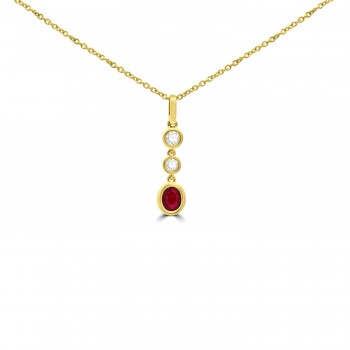 9ct Gold Ruby and Diamond Rubover pendant chain