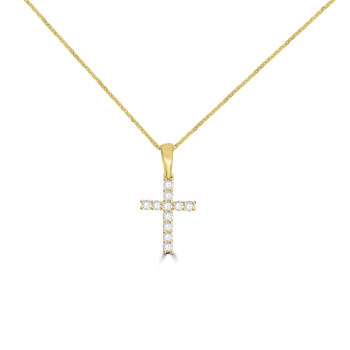 9ct Gold Claw set Diamond Cross pendant chain