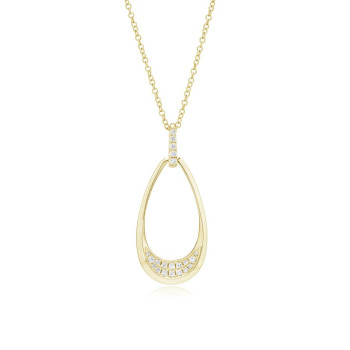 9ct Gold Diamond Pave Pear Shaped Pendant chain