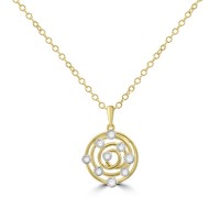 9ct Gold Concentric Circle Diamond Gaudi  pendant