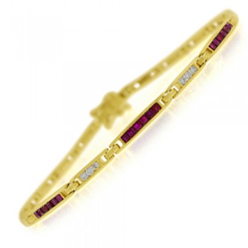 9ct Gold Ruby & Diamond Bracelet