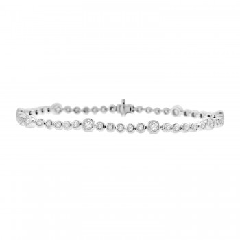 9ct White Gold 2.19ct Diamond Rubover Tennis Bracelet