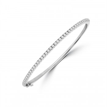 9ct White Gold Castle set Diamond Bangle