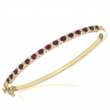 9ct Gold Ruby and Diamond Hinged Bangle