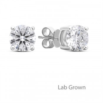18ct White Gold Solitaire Lab Grown Diamond stud earrings