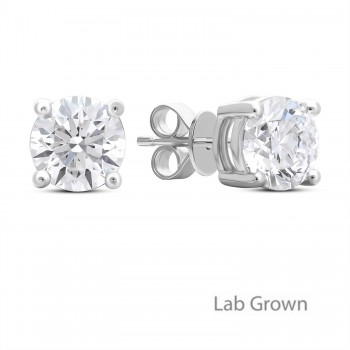 18ct White Gold Solitaire Lab Grown Diamond stud earrings