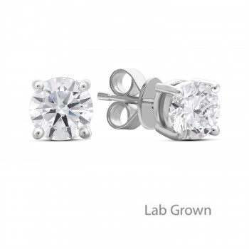 18ct White Gold Solitaire Lab Grown Diamond stud earrings