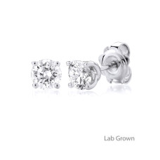 9ct White Gold Solitaire Lab Grown Diamond stud earrings
