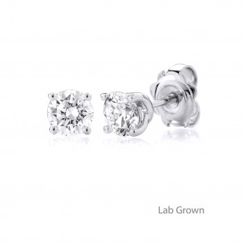 9ct White Gold Solitaire Lab Grown Diamond stud earrings
