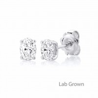 9ct White Gold Oval Lab Grown Diamond Solitaire stud earrings