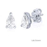 9ct White Gold Pear cut Solitaire Lab Grown Diamond earrings