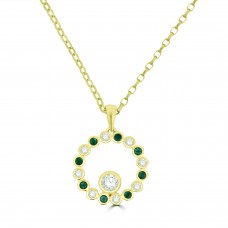 9ct Gold Emerald and Lab Grown Diamond Circle of Life Pendant