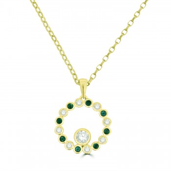 9ct Gold Emerald and Lab Grown Diamond Circle of Life Pendant