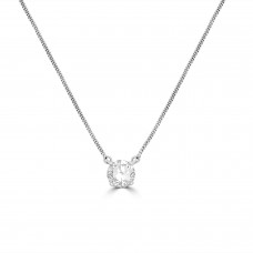9ct White Gold Lab Grown DVVS2 Diamond Solitaire pendant chain