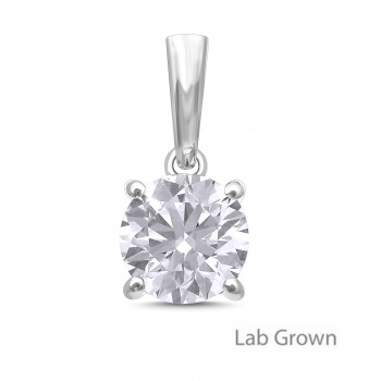 18ct White Gold Solitaire Lab Grown Diamond Pendant