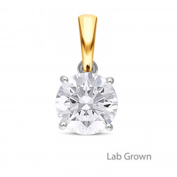 18ct Two tone Gold Solitaire Lab Grown Diamond pendant