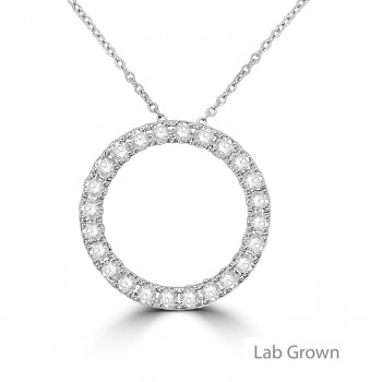 9ct White Gold Lab Grown Diamond Circle of Life pendant chain