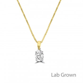 18ct Gold Platinum Oval Solitaire Lab Grown Diamond Pendant