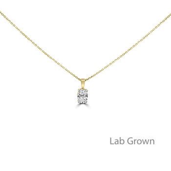 9ct Gold Solitaire Oval Lab Grown Diamond Pendant