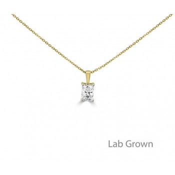 9ct Gold Radiant cut Lab Grown Diamond Solitaire pendant