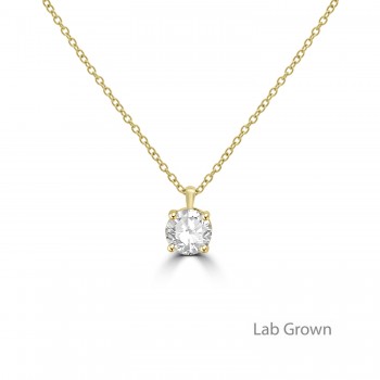 18ct Gold Solitaire Lab Grown Diamond Pendant chain