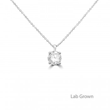 Platinum Solitaire 2.06ct Lab Grown Diamond pendant chain