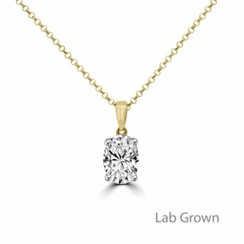 9ct Gold Oval Lab Grown Diamond Solitaire Pendant
