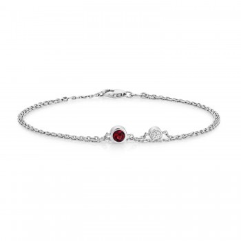 Sterling silver Lab Grown Ruby and Diamond Bracelet