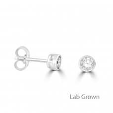 Sterling silver Solitaire Lab Grown Diamond Bezel stud earrings