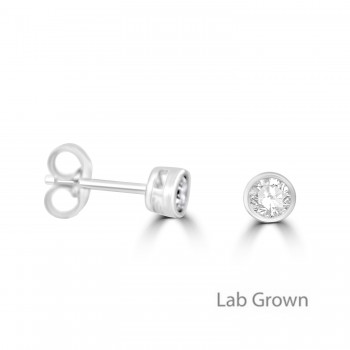 Sterling silver Solitaire Lab Grown Diamond Bezel stud earrings