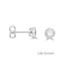 Sterling silver Lab Grown Diamond Rubover stud earring