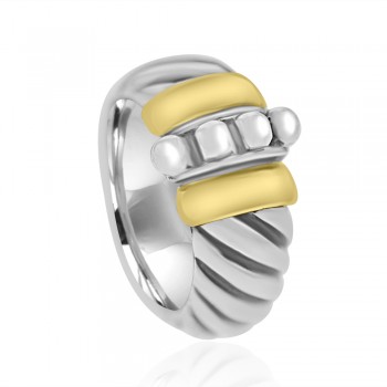 Sterling Silver & 18ct Gold Gemoro Ring