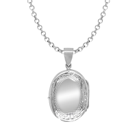 Sterling  silver Oval Engraved Locket Pendant chain