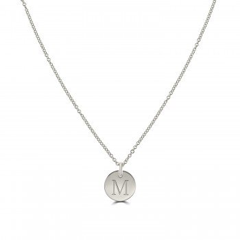 Sterling silver Engraved Initial Disc pendant chain