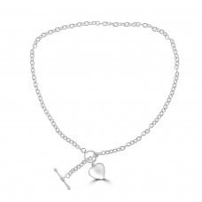 Silver T-Bar and Heart Necklet