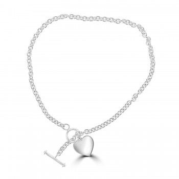 Silver T-Bar Heart Necklace