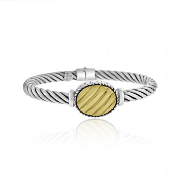 Sterling silver & 18ct Gold Hinged Bangle