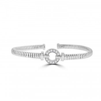 Sterling silver Cubic zirconia Circle of Life Bangle