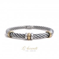 Sterling silver and 18ct Gold 7-Ring Hinged Bangle