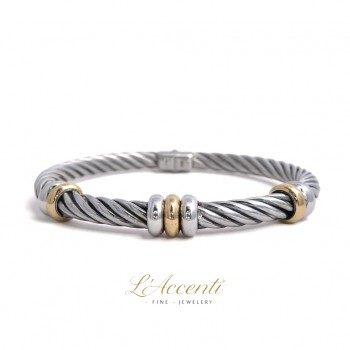 Sterling silver and 18ct Gold 7-Ring Hinged Bangle